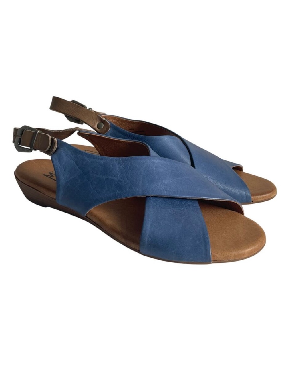 Miz Mooz Anya Crossover Slingback Sandal Women’s Size 6.5 7 EU 37 Blue Leather